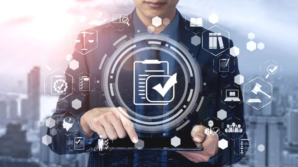 Compliance rule law and regulation graphic interface for business quality policy
